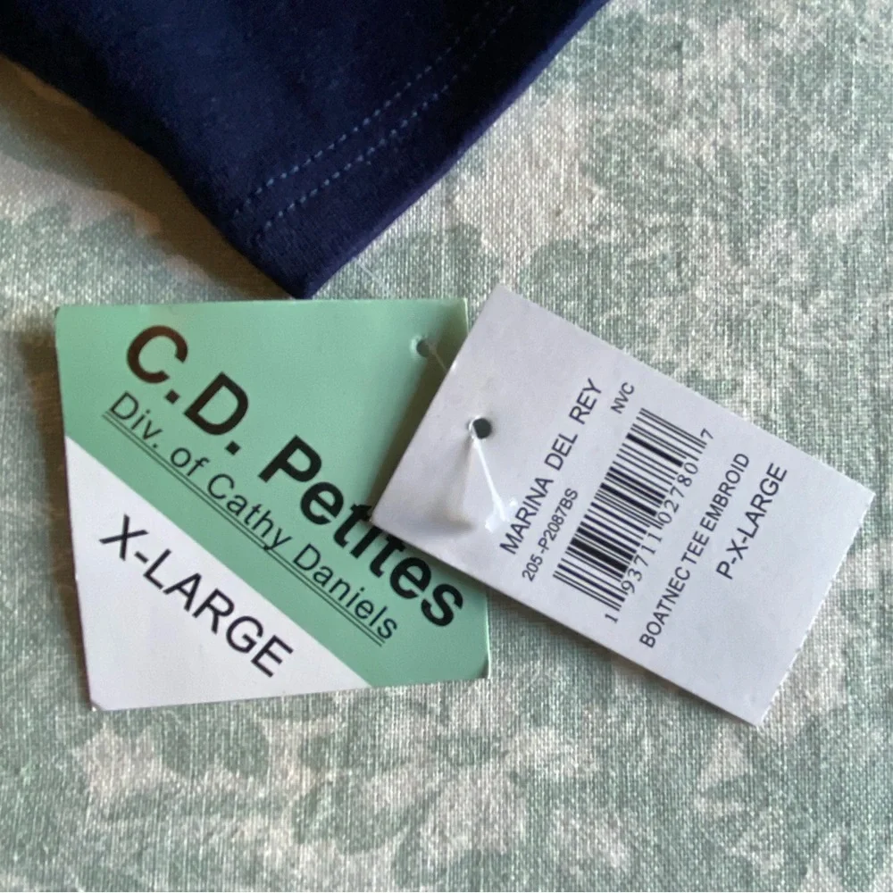 NWT Cathy Daniels Sequin Anchor Boatneck Tee, Petite - Picture 11 of 11